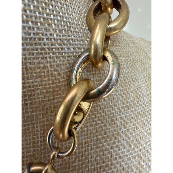 J. Crew Tortoiseshell Link Statement Necklace W/ Gold-Tone Chain 21-In - Picture 4 of 9